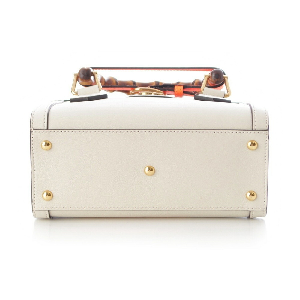 Gucci White Shoulder Orange Handbag Diana Leather Bamboo - Picture 5 of 10